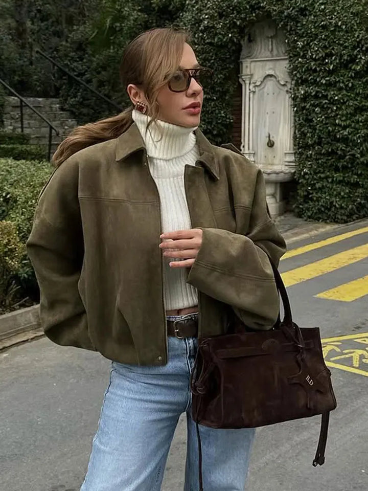 Women’s Suede Bomber Jacket