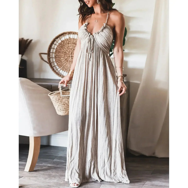 Virginia - Sleeveless A-Line Sling Long Dress