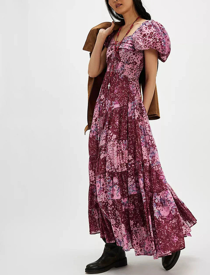 Boho Chic Floral Chiffon Maxi Dress – A Dreamy Delight