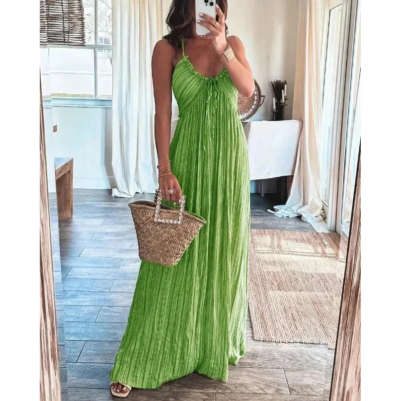 Virginia - Sleeveless A-Line Sling Long Dress
