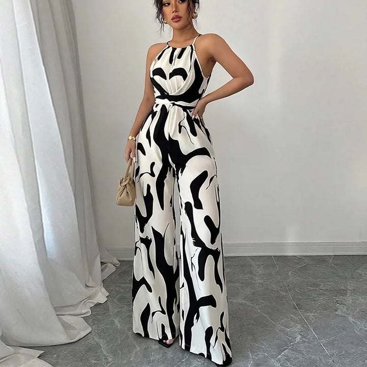 Emma — Bold Zebra Halter Jumpsuit