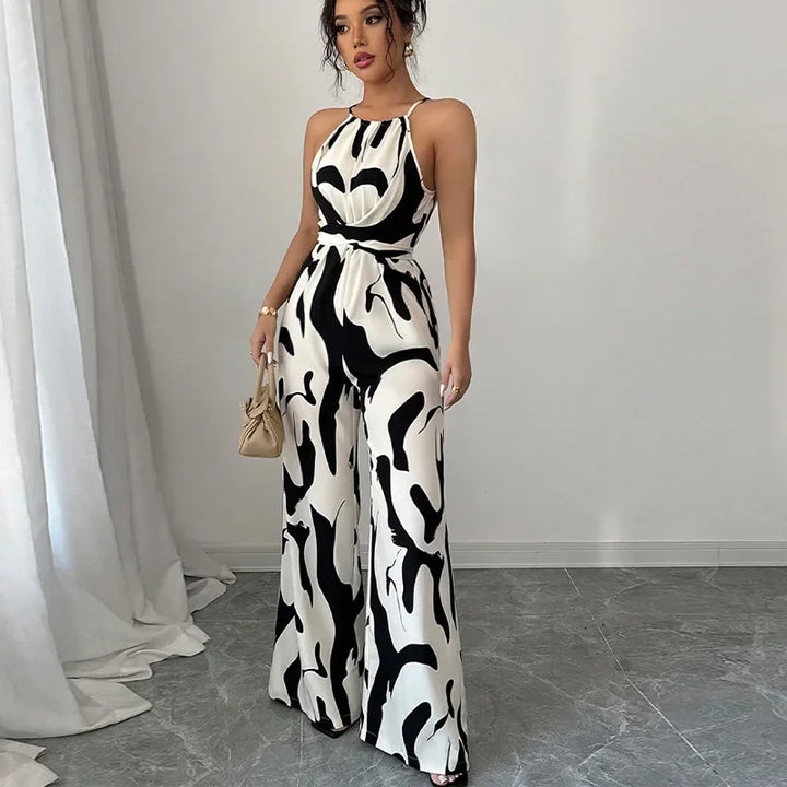 Emma — Bold Zebra Halter Jumpsuit