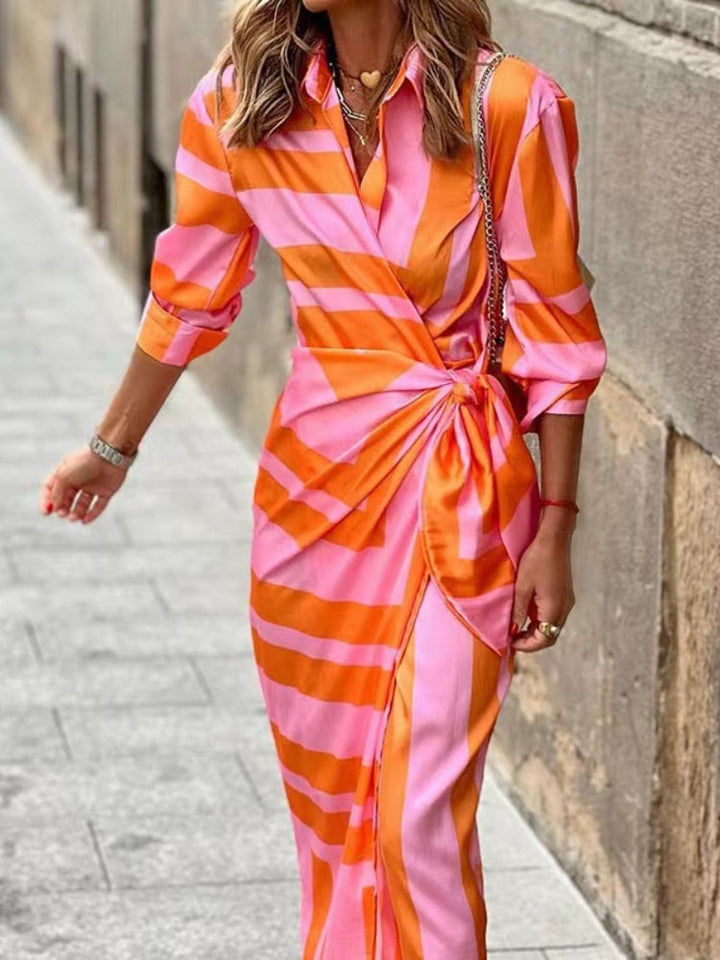 Clarisse | Striped Midi Shirt Dress