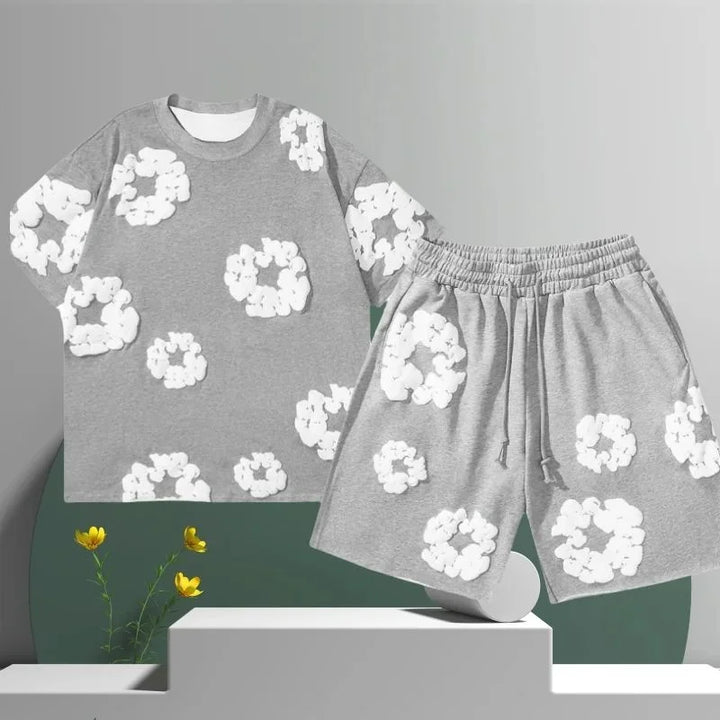 Liam — Men’s Black Floral Summer Set