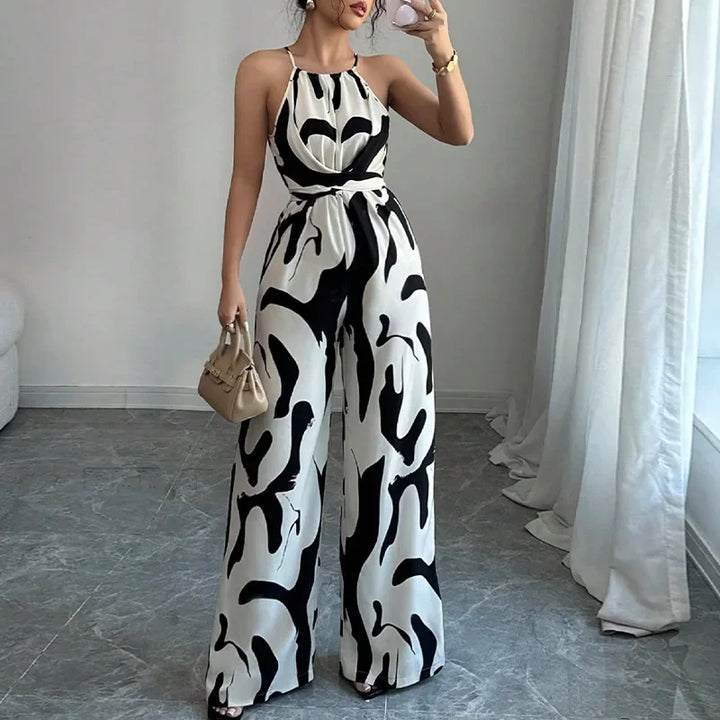 Emma — Bold Zebra Halter Jumpsuit