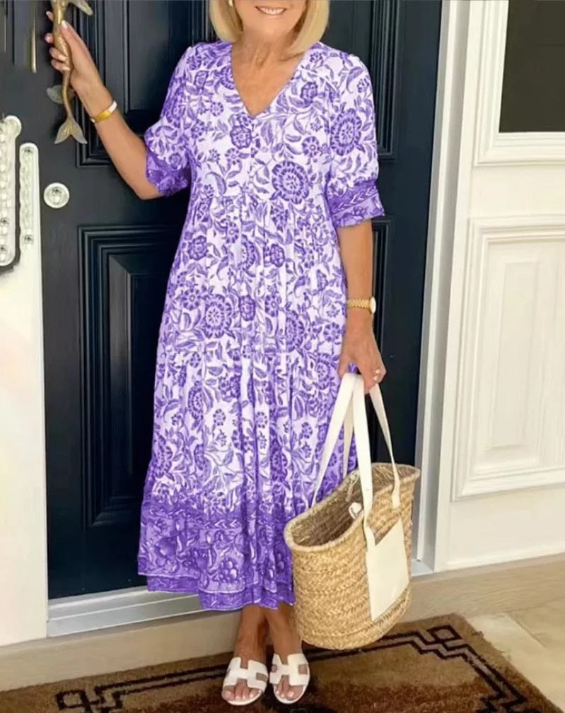 Aria - Floral V-Neck Dress