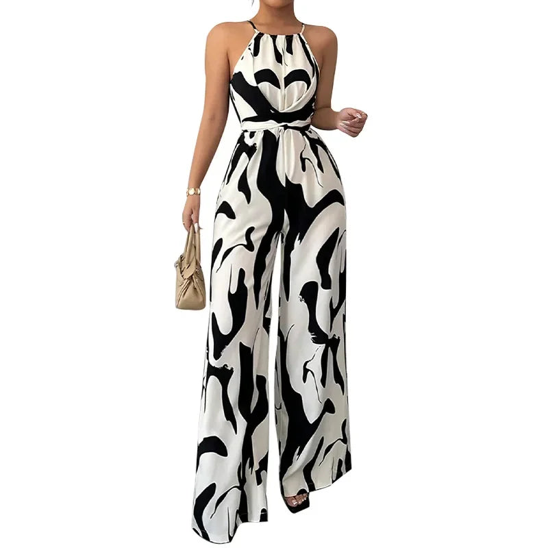 Emma — Bold Zebra Halter Jumpsuit