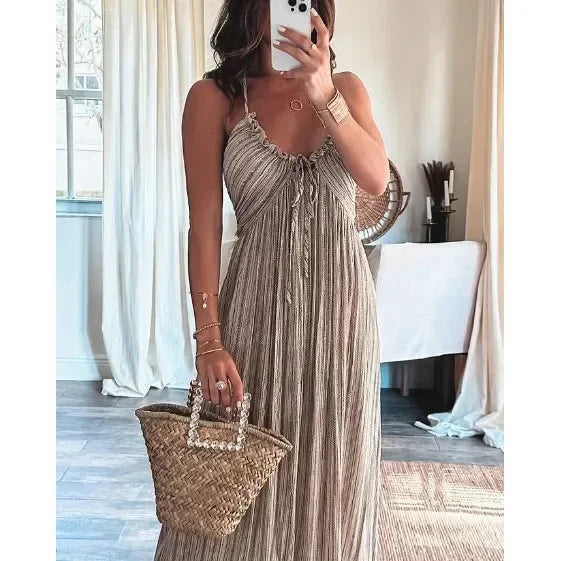 Virginia - Sleeveless A-Line Sling Long Dress