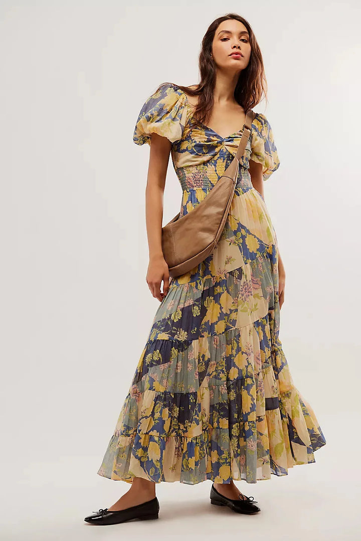 Boho Chic Floral Chiffon Maxi Dress – A Dreamy Delight