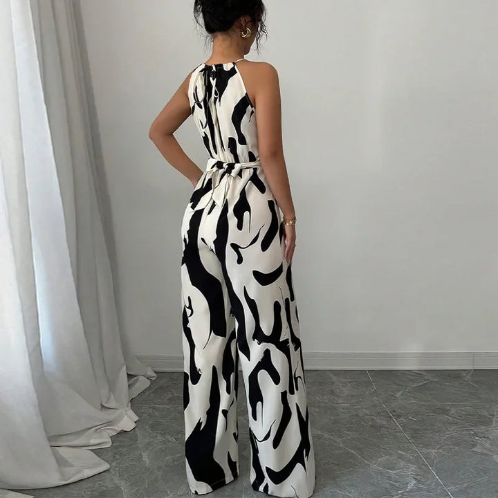 Emma — Bold Zebra Halter Jumpsuit