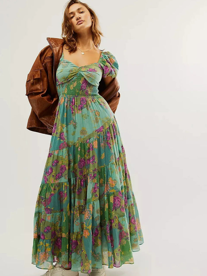 Boho Chic Floral Chiffon Maxi Dress – A Dreamy Delight