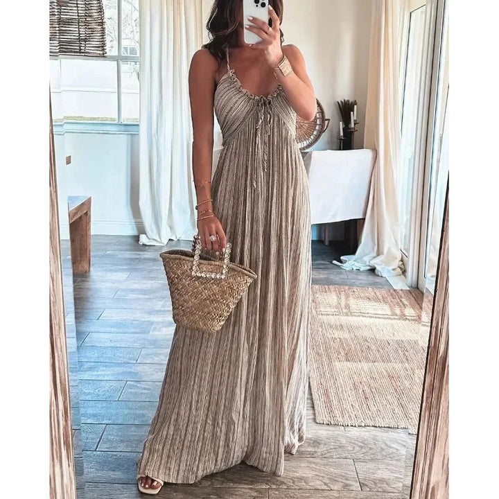 Virginia - Sleeveless A-Line Sling Long Dress