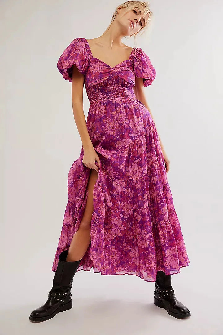 Boho Chic Floral Chiffon Maxi Dress – A Dreamy Delight