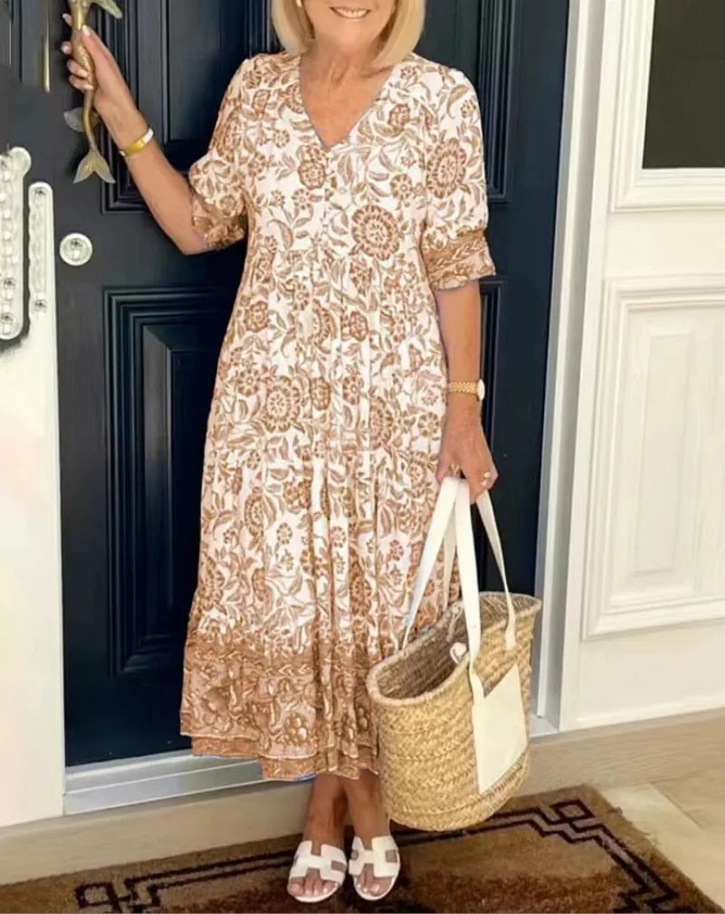 Aria - Floral V-Neck Dress