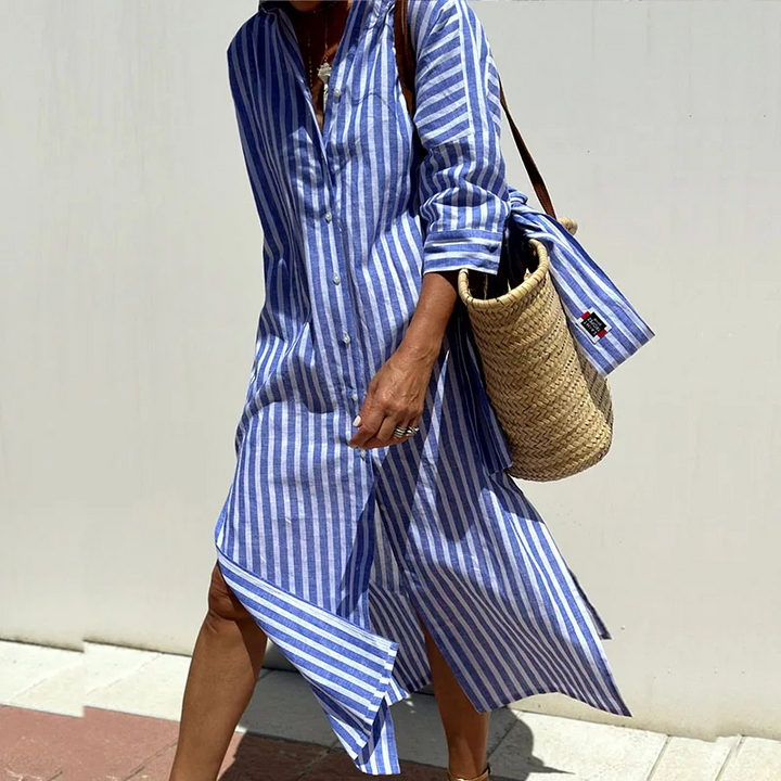 Grace - Stylish Striped Shirt Dress