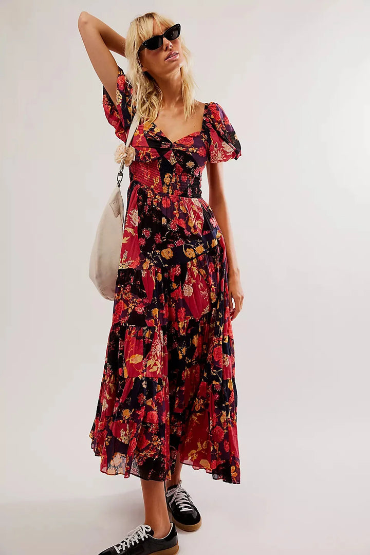 Boho Chic Floral Chiffon Maxi Dress – A Dreamy Delight