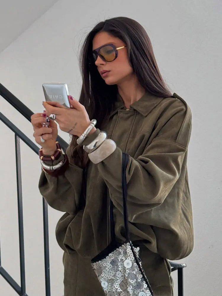Women’s Suede Bomber Jacket