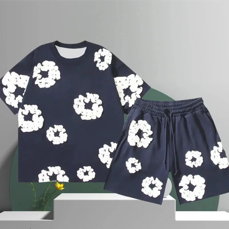 Liam — Men’s Black Floral Summer Set