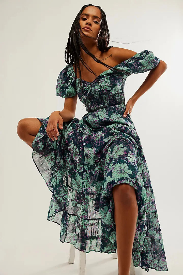 Boho Chic Floral Chiffon Maxi Dress – A Dreamy Delight