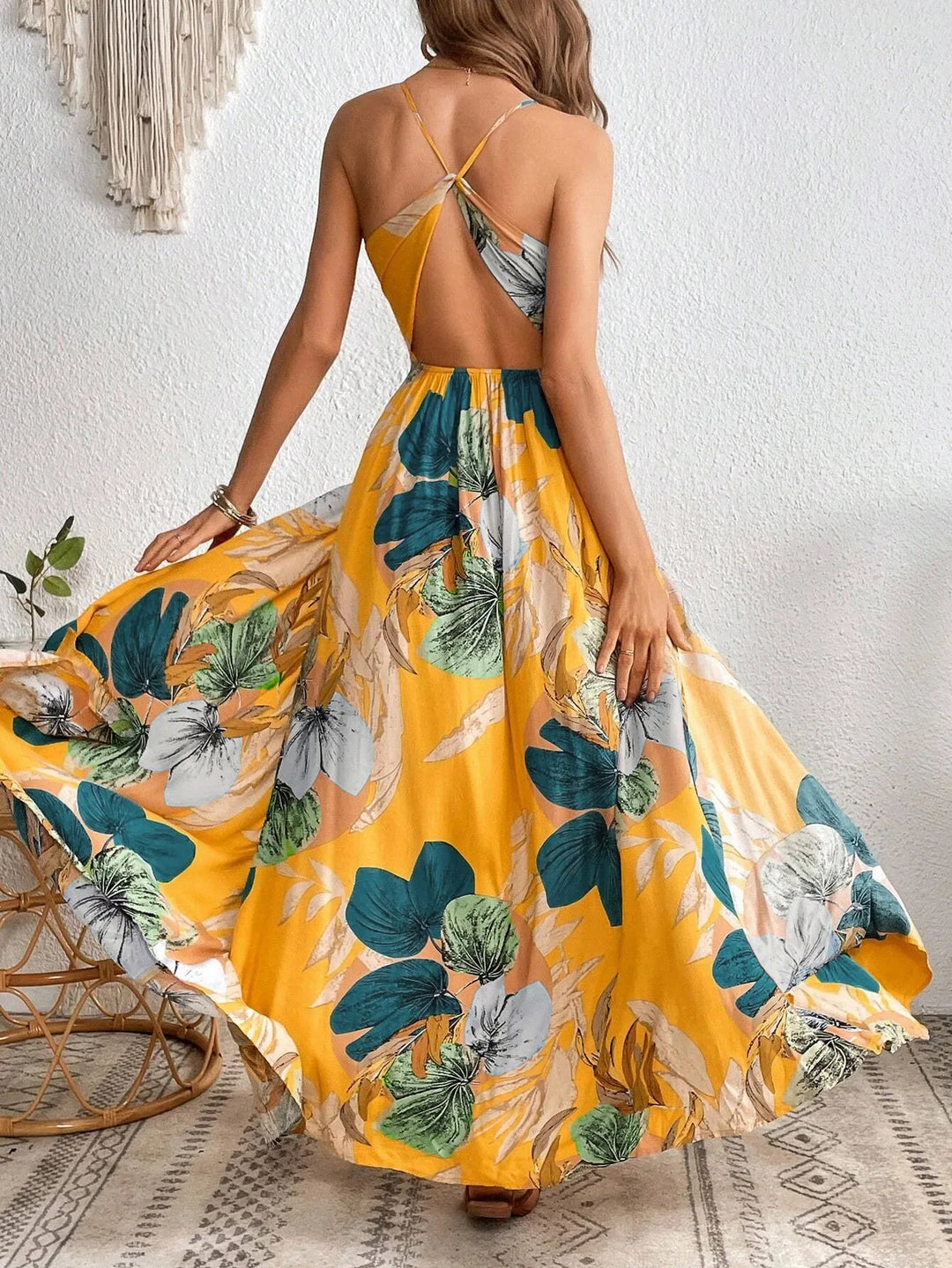 Olivia — Leaf Print Wrap Maxi