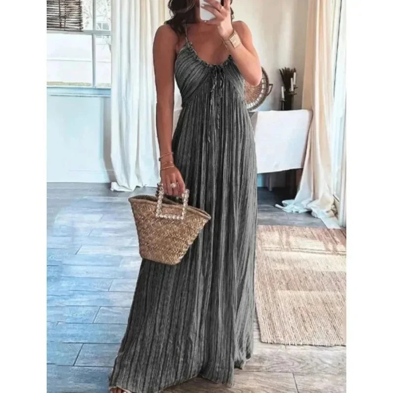 Virginia - Sleeveless A-Line Sling Long Dress