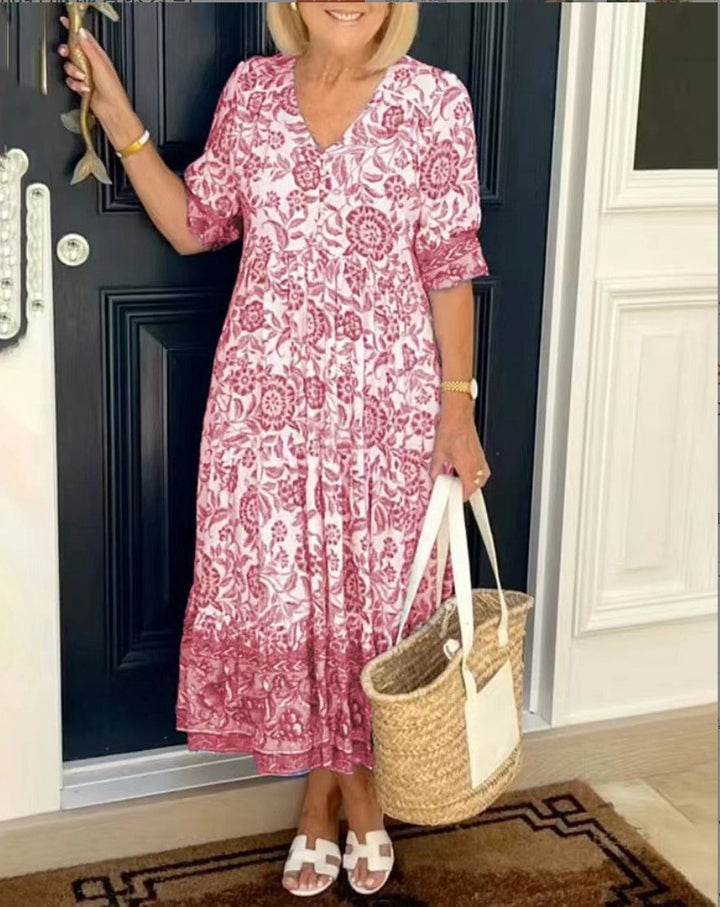 Aria - Floral V-Neck Dress