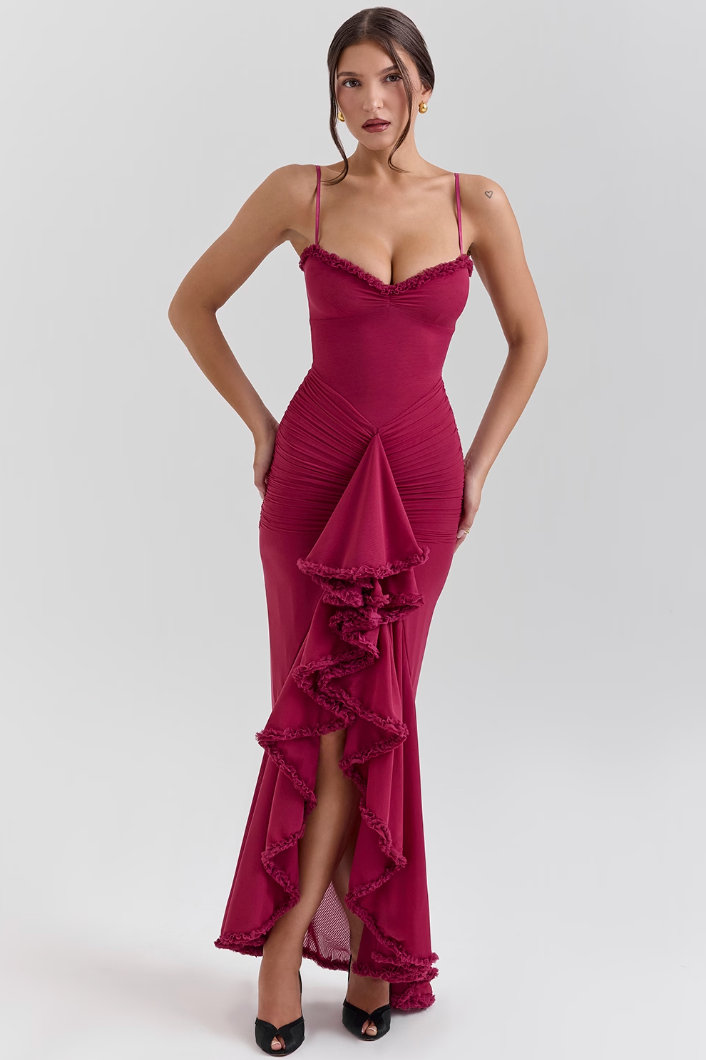 Alicia - Maxi Dress with Ruffles and Slits