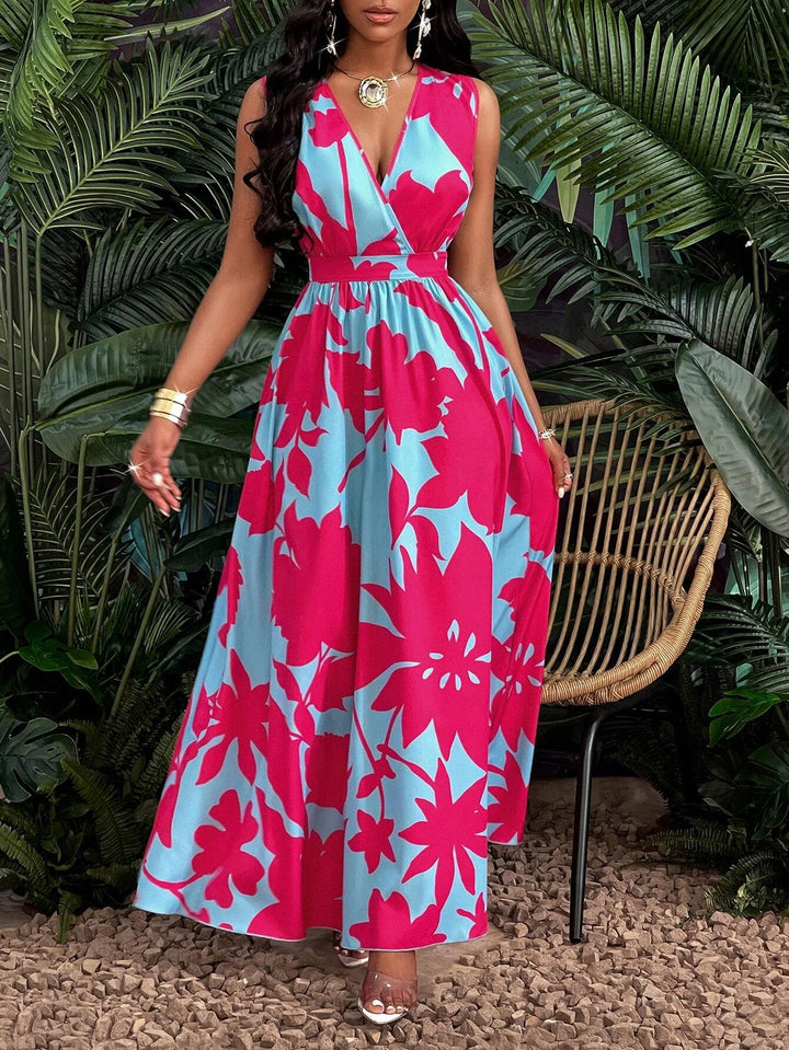 Madison — Pink &amp; Blue Tropical Contrast Maxi