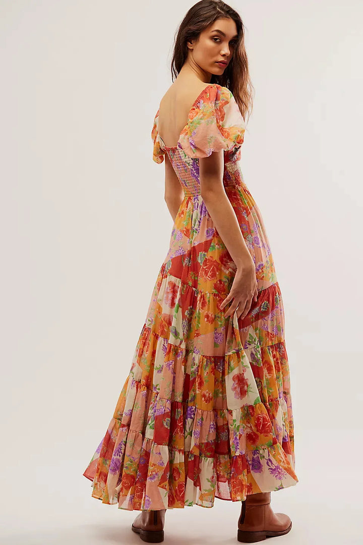 Boho Chic Floral Chiffon Maxi Dress – A Dreamy Delight