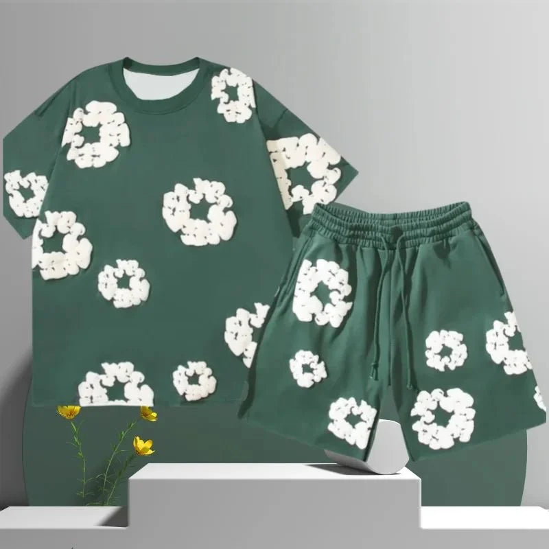 Liam — Men’s Black Floral Summer Set