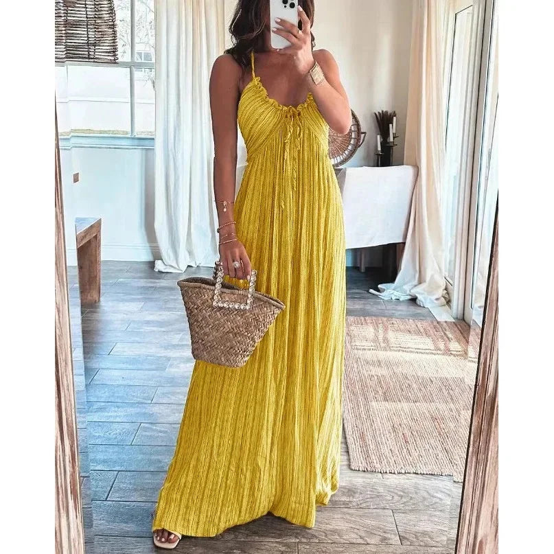 Virginia - Sleeveless A-Line Sling Long Dress