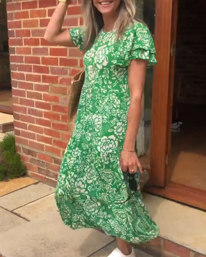Jasmine® | Floral Print Short Sleeve Maxi Dress