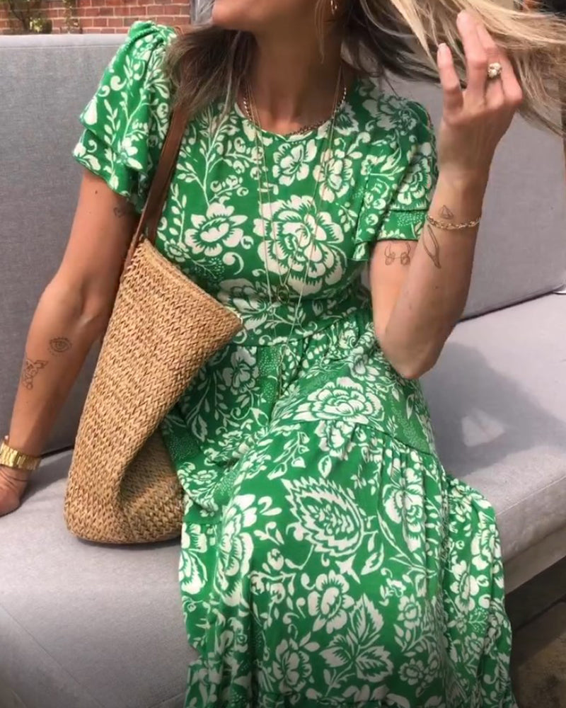 Jasmine® | Floral Print Short Sleeve Maxi Dress