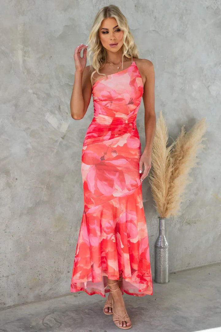 Lily - One Shoulder Short Sleeve Ruffle Dress