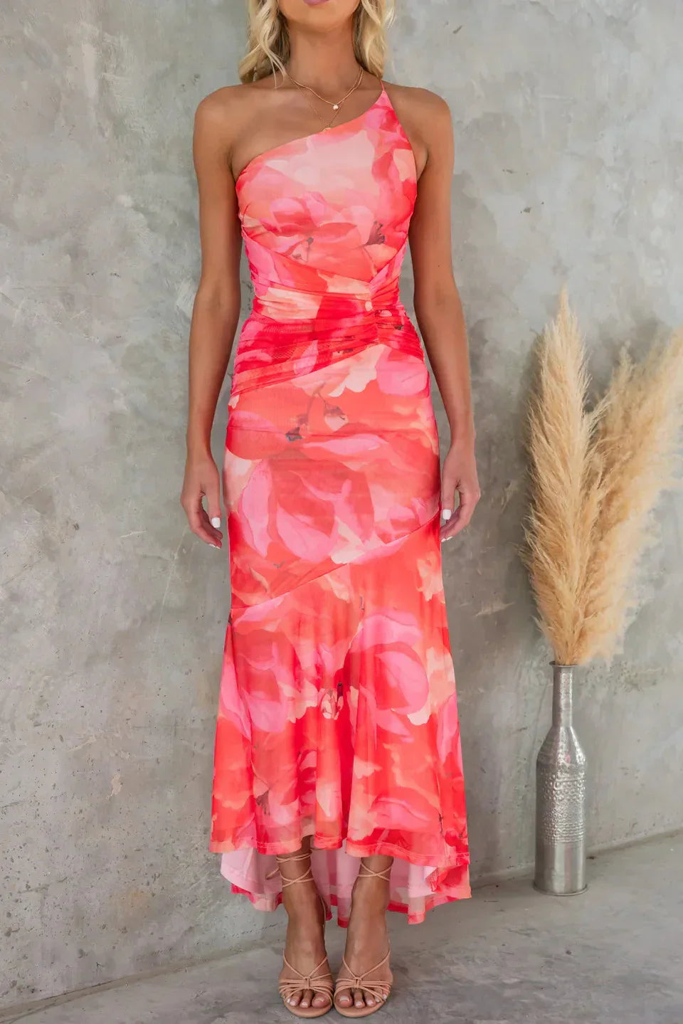 Lily - One Shoulder Short Sleeve Ruffle Dress