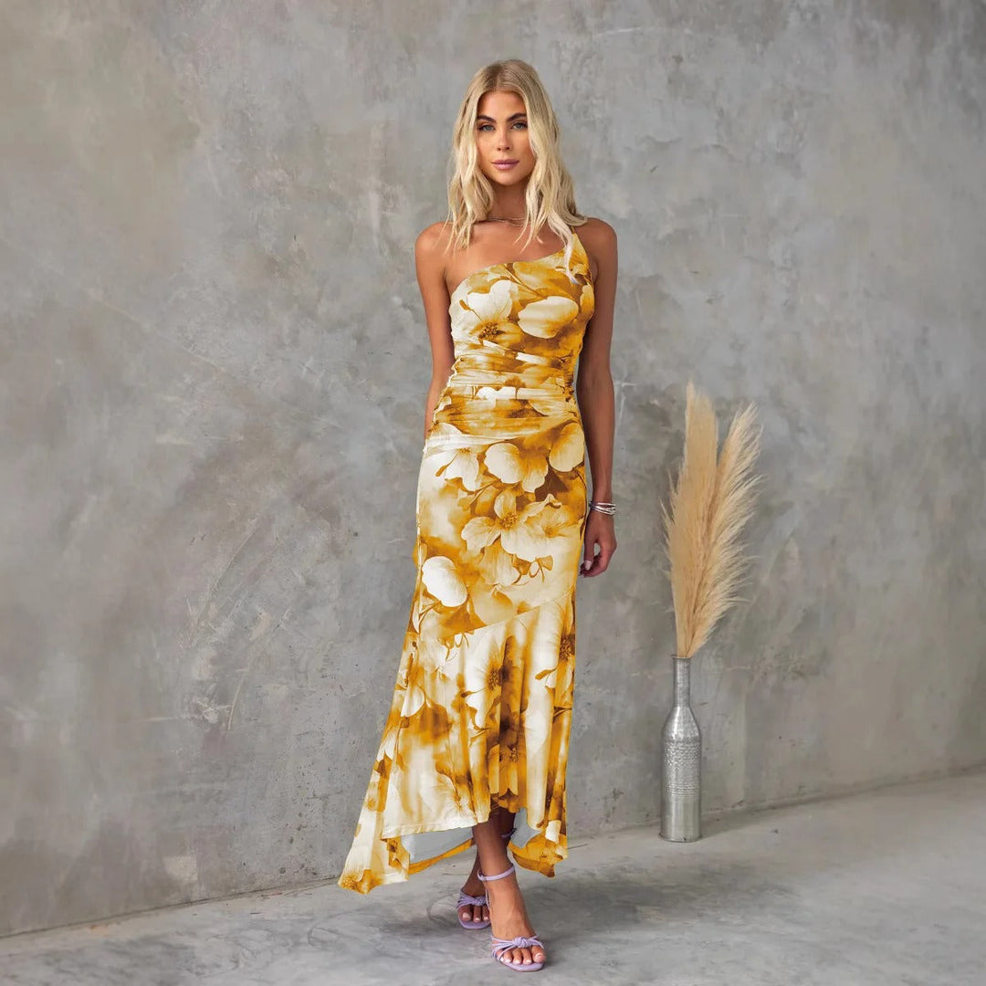 Lily - One Shoulder Short Sleeve Ruffle Dress