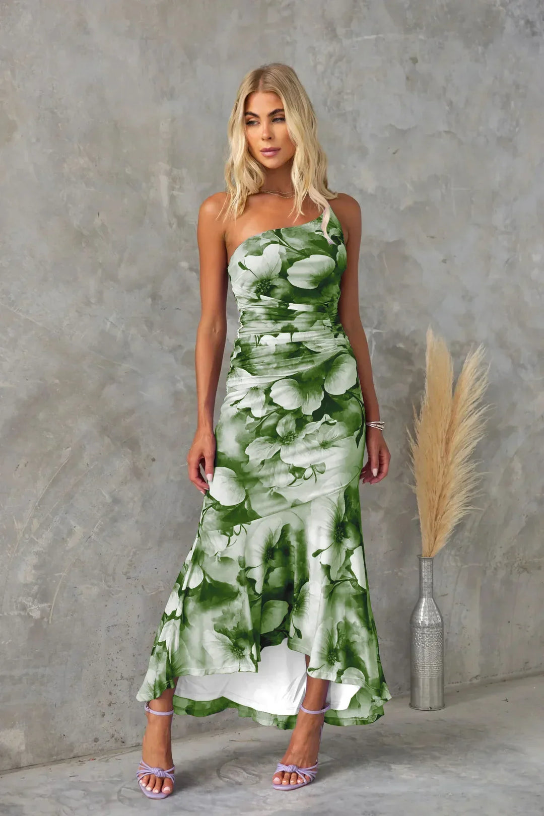 Lily - One Shoulder Short Sleeve Ruffle Dress